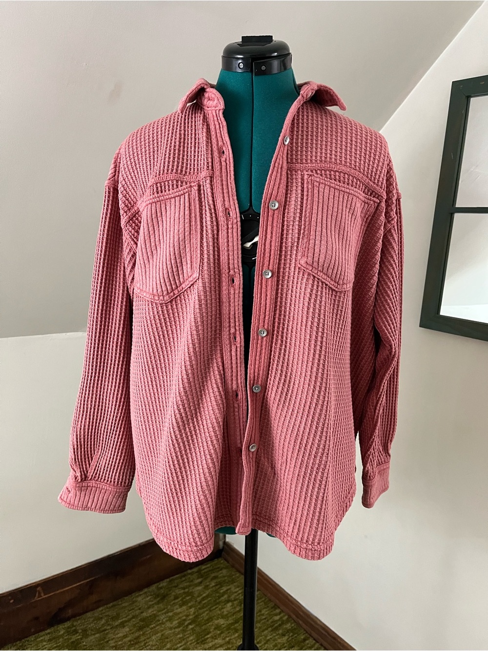 Aerie Anytime Fave Waffle Knit Oversized Shirt
